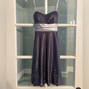 Dark grey with sliver waist band and polka dots